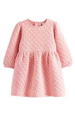 NEXT Kids' Polka Dot Quilted Long Sleeve Sweatshirt Dress in Pink