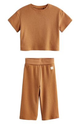NEXT Kids' Waffle T-Shirt & Pants Set in Rust