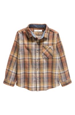 NEXT Plaid Cotton Button-Up Shirt in Brown