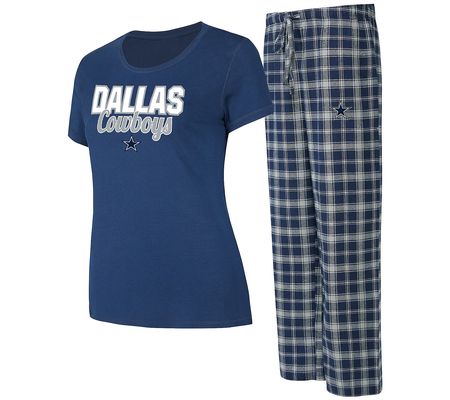 NFL Dallas Women's Short Sleeve Tee & Flannel Pajama Set