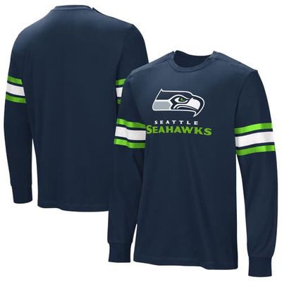 NFL Men's Navy Seattle Seahawks Hands Off Long Sleeve Adaptive T-Shirt