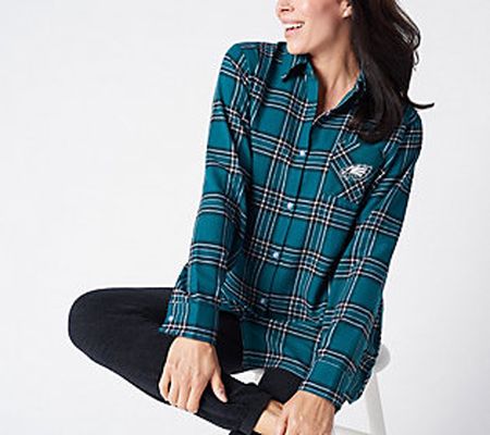 NFL Women's Long Sleeve Flannel Boyfriend Shirt