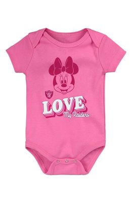 NFL x Disney Minnie Mouse Love My Las Vegas Raiders Cotton Bodysuit in Dark Pink