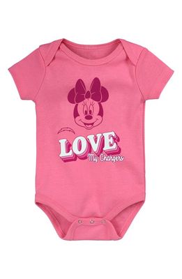 NFL x Disney Minnie Mouse Love My Los Angeles Chargers Cotton Bodysuit in Dark Pink