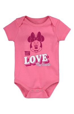 NFL x Disney Minnie Mouse Love My New York Giants Cotton Bodysuit in Dark Pink