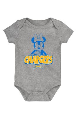 NFL x Disney Minnie Mouse Ready Set Go Los Angeles Chargers Cotton Bodysuit in Heather Grey