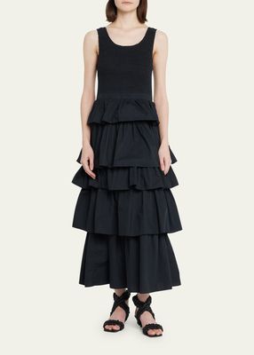 Nia Sleeveless Tiered-Ruffle Cotton Maxi Dress