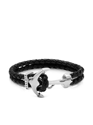 Nialaya Jewelry anchor-detail leather bracelet - Silver