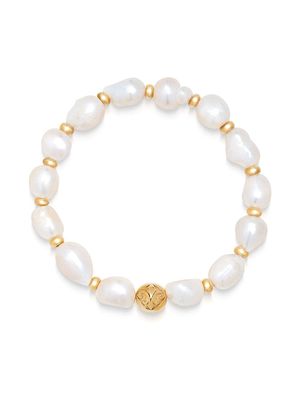 Nialaya Jewelry baroque pearl beaded wristband - Gold