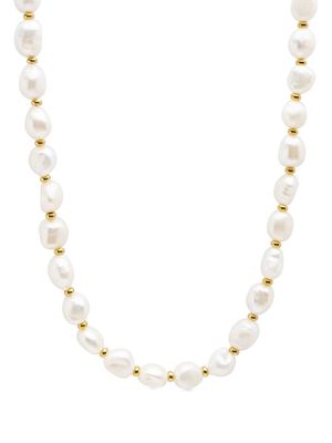 Nialaya Jewelry baroque pearl choker necklace - White