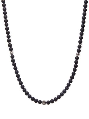 Nialaya Jewelry beaded onyx necklace - Silver