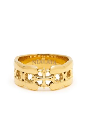 Nialaya Jewelry Cross band ring - Gold