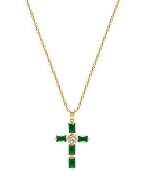 Nialaya Jewelry crystal-embellished cross-charm necklace - Gold