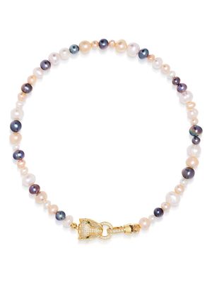 Nialaya Jewelry crystal-embellished pearl choker necklace - White
