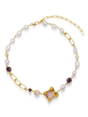Nialaya Jewelry crystal-embellished pearl necklace - Gold