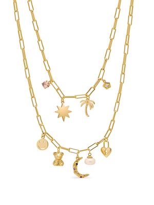 Nialaya Jewelry double-chain charm necklace - Gold