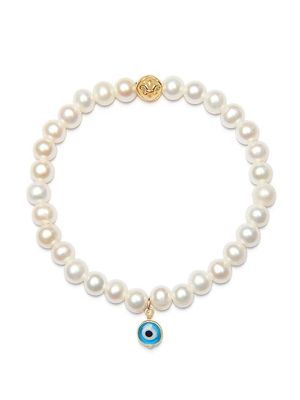 Nialaya Jewelry evil eye-charm pearl bracelet - Blue