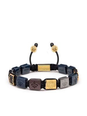 Nialaya Jewelry logo-engraved beaded bracelet - BLACK/BLUE/GOLD