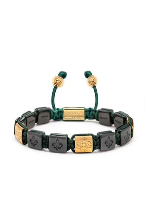 Nialaya Jewelry logo-engraved beaded bracelet - GREEN/GOLD