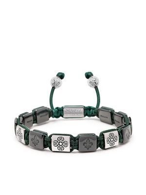 Nialaya Jewelry logo-engraved beaded bracelet - GREEN/SILVER