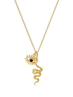 Nialaya Jewelry snake and evil eye pendant necklace - Gold