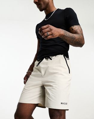 Nicce adra woven shorts in off white with contrast waistband - part of a set