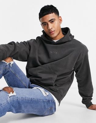 Nicce capstan oversized hoodie in washed black