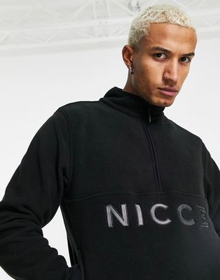 Nicce Frontier half zip fleece sweatshirt in black