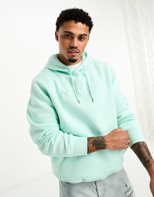 Nicce mercury embroidered logo hoodie in mint green-Blue