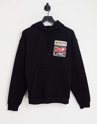 Nicce motorsport backprint oversized hoodie in black