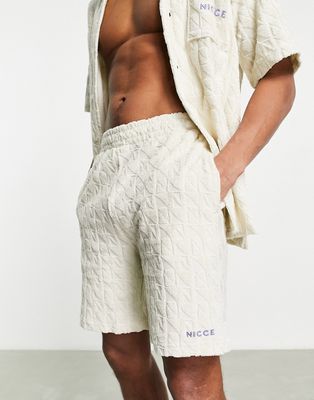 Nicce rue shorts in beige terry - part of a set-Neutral