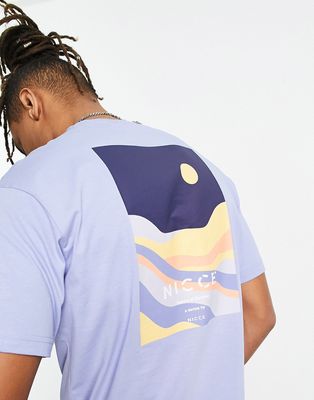 Nicce summer serie three T-shirt in blue with chest and back print