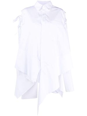 Niccolò Pasqualetti draped asymmetric cotton shirt - White