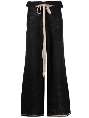 Niccolò Pasqualetti flared cotton-linen trousers - Black