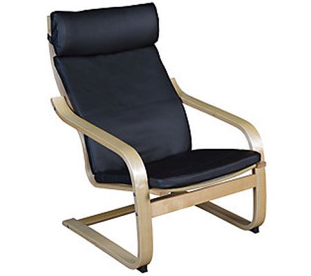 Niche Mia Bentwood Reclining Chair- Natural/ Bl ack Leather
