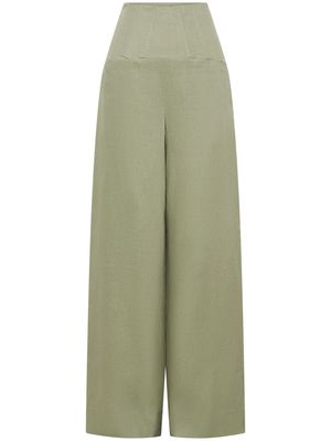 Nicholas Aurel high-waisted linen trousers - Green