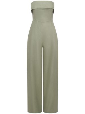 Nicholas Chesa strapless linen jumpsuit - Green