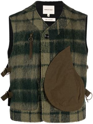 Nicholas Daley check-pattern wool-blend gilet - Green