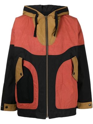 Nicholas Daley contrasting-panel parka jacket - Brown