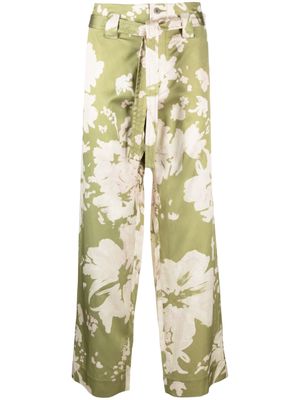 Nicholas Daley floral-print straight-leg trousers - Green