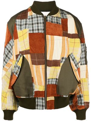 Nicholas Daley patchwork-design bomber jacket - Green