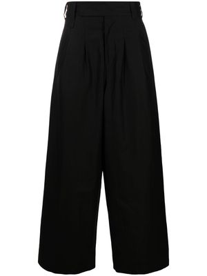 Nicholas Daley pleat-detailing cotton wide-leg trousers - Black