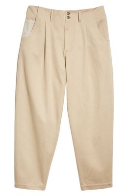 Nicholas Daley Pleated Organic Cotton Western Trousers in Beige