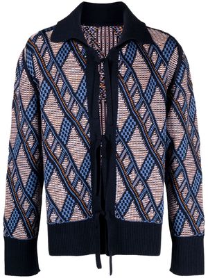 Nicholas Daley reversible patterned-jacquard jumper - Blue