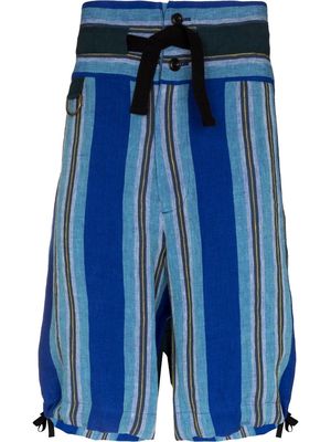 Nicholas Daley striped linen Bermuda shorts - Blue