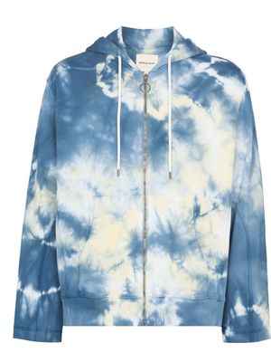 Nicholas Daley tie-dye print zipped hoodie - Blue