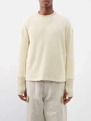 Nicholas Daley - Waffle-knit Cotton Long-sleeved T-shirt - Mens - Cream