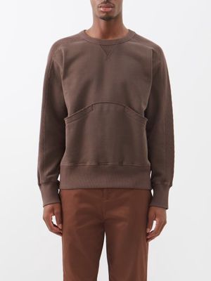Nicholas Daley - Waffle-panel Cotton-jersey Sweatshirt - Mens - Brown