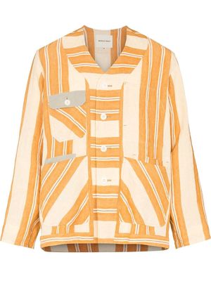 Nicholas Daley Work striped linen cardigan - Orange