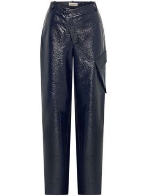 Nicholas Genevieve asymmetric faux-leather trousers - Blue